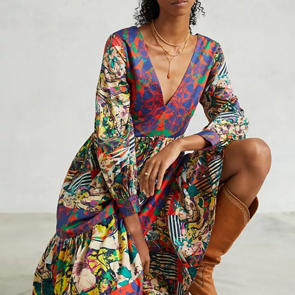Anthropologie Multicolor Floral Maxi Dress